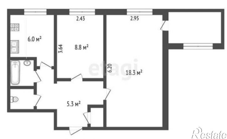 2-комн квартира Ленинградский пр-кт, 63,  д. 63