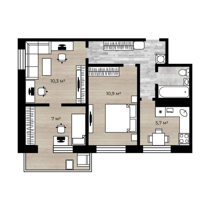 2-комн квартира Дзержинского проспект, д.24