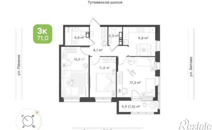 3-комн квартира 2-й Брагинский проезд, 8,  д. 8