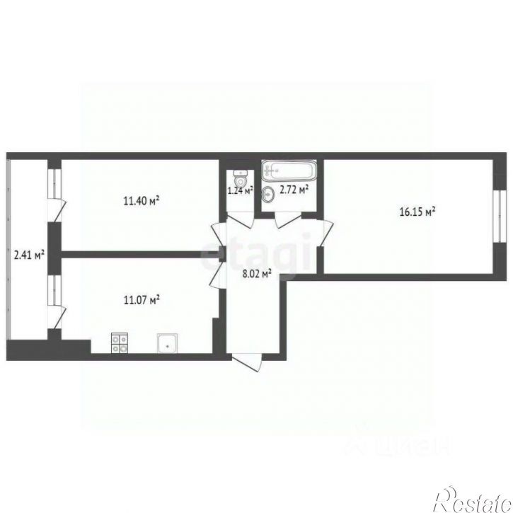 2-комн квартира улица Ньютона, 22,  д. 22