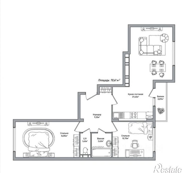 3-комн квартира Брагинская улица, 18 к3,  д. 18 к3