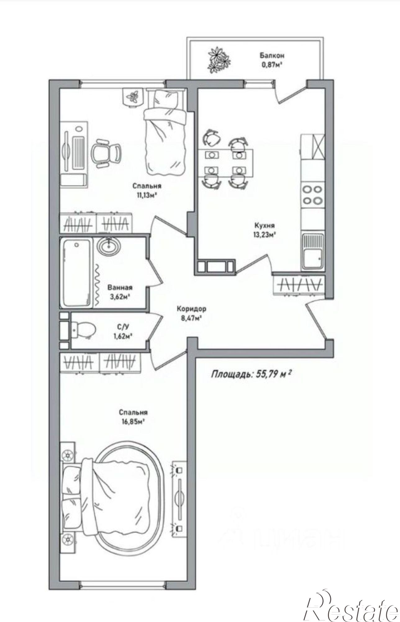 Купить квартиру за 3 800 000 рублей на Брагинская улица, 18 к4