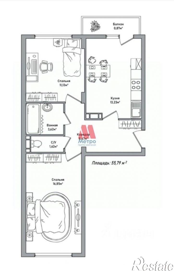 2-комн квартира Брагинская улица, 18 к4,  д. 18 к4