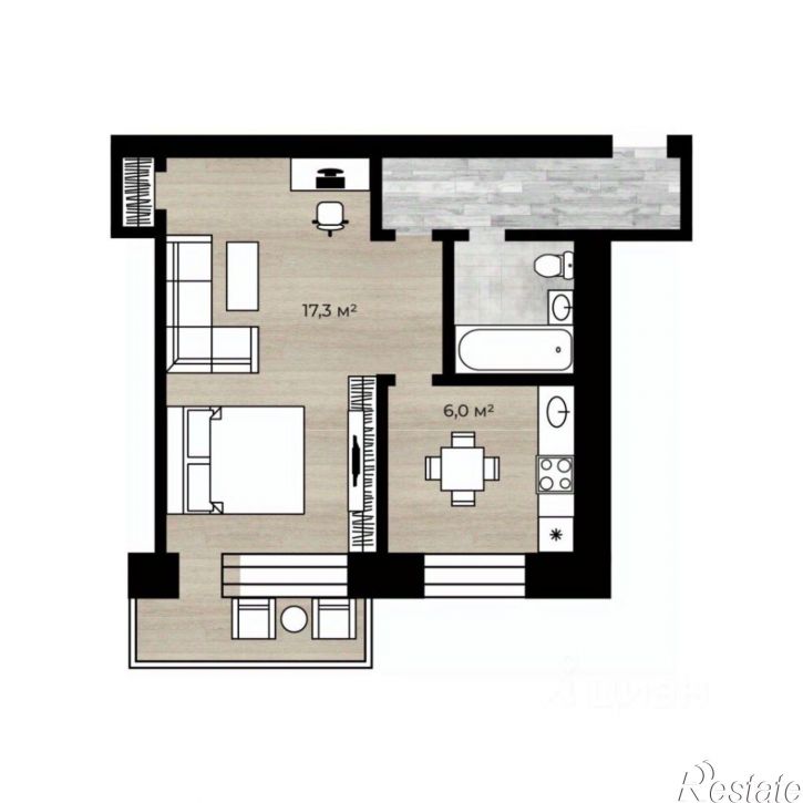 1-комн квартира улица Блюхера, 56,  д. 56