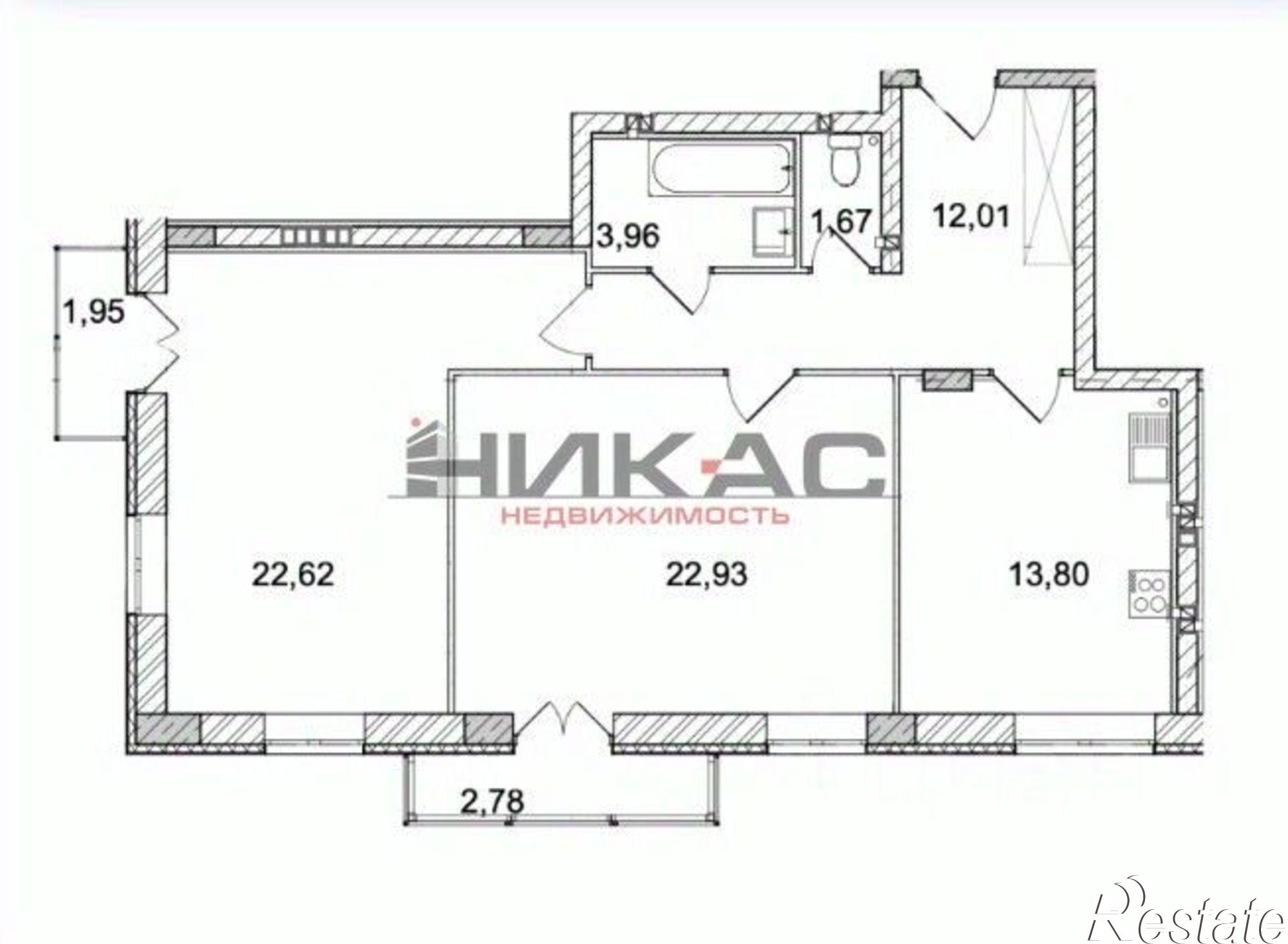 Купить квартиру за 22 351 000 рублей на улица Андропова, 10А