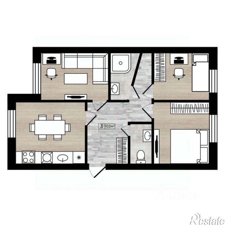 3-комн квартира улица Фурманова, 6,  д. 6