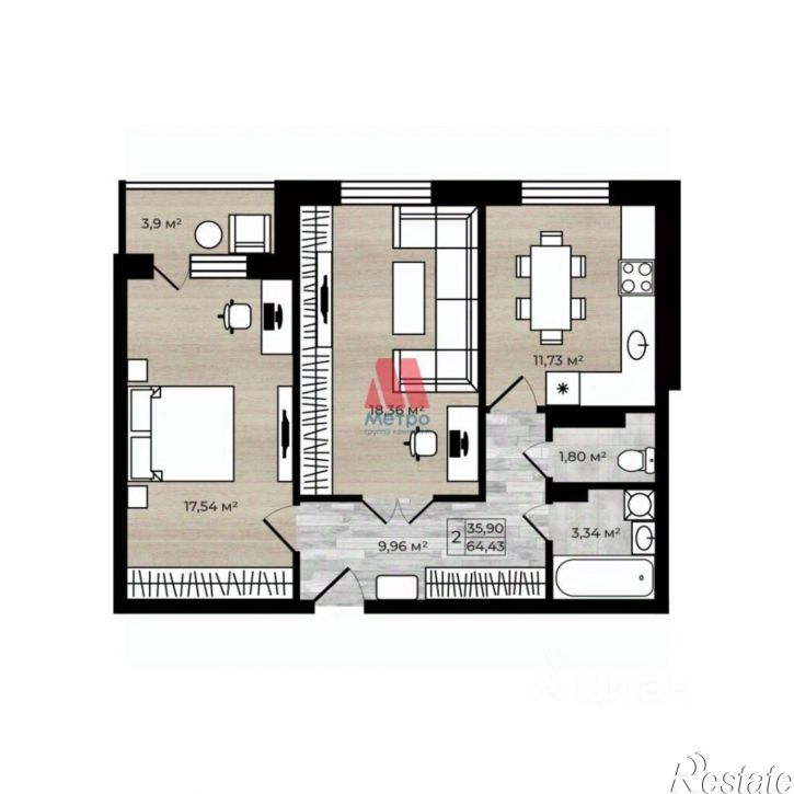 2-комн квартира улица Батова, 26,  д. 26