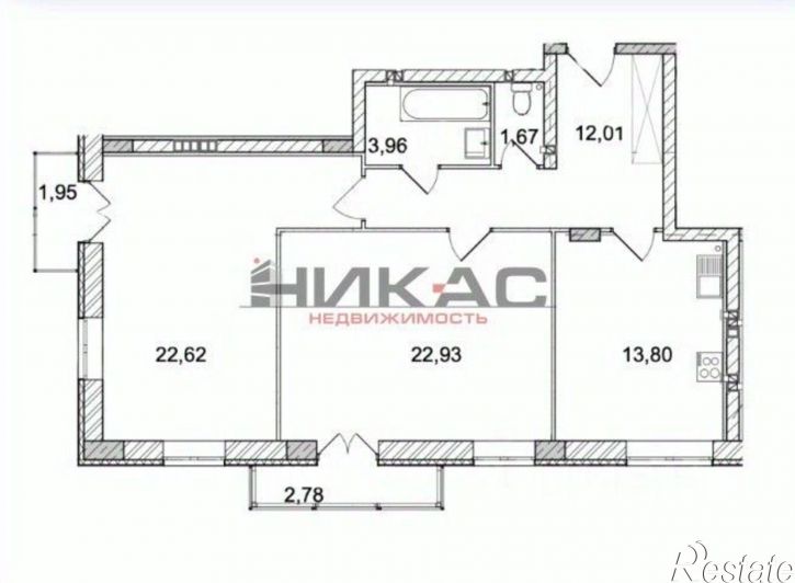 2-комн квартира улица Андропова, 10А,  д. 10А
