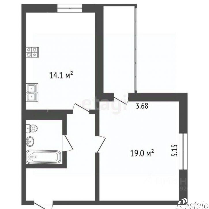 1-комн квартира улица Чехова, 33,  д. 33