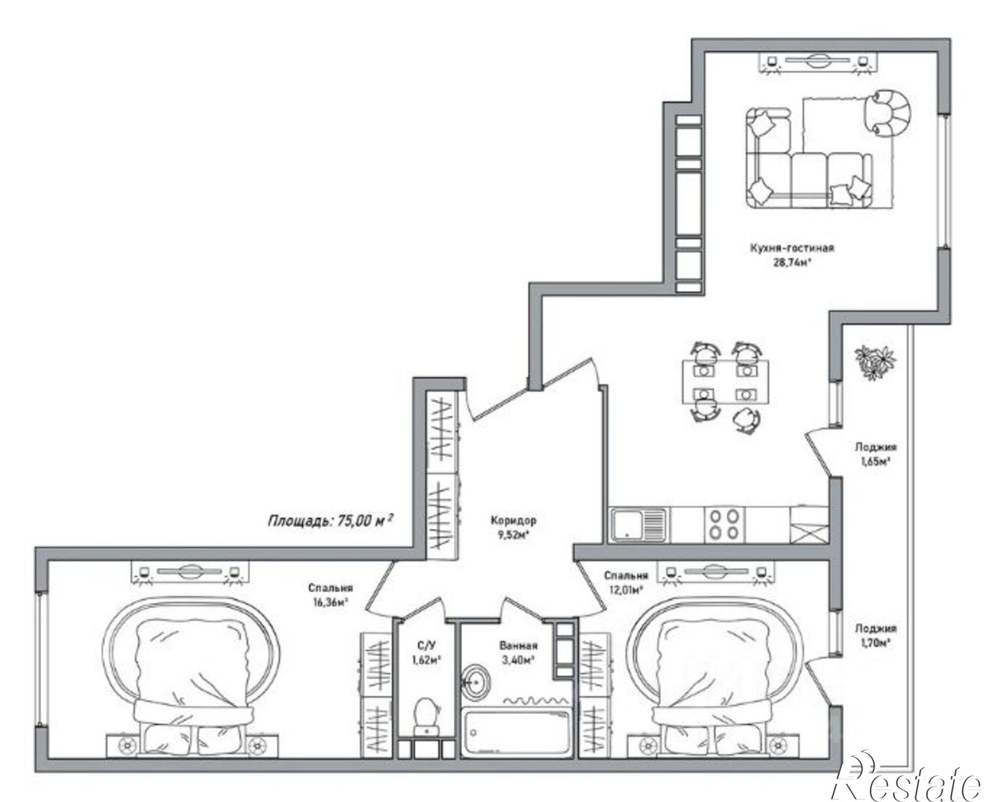 Купить квартиру за 4 650 000 рублей на Брагинская улица, 13
