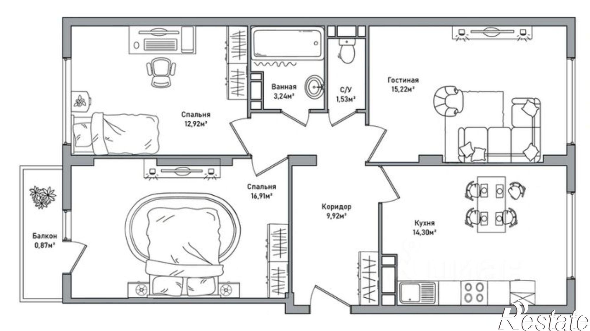 Купить квартиру за 4 900 000 рублей на Брагинская улица, 18 к3