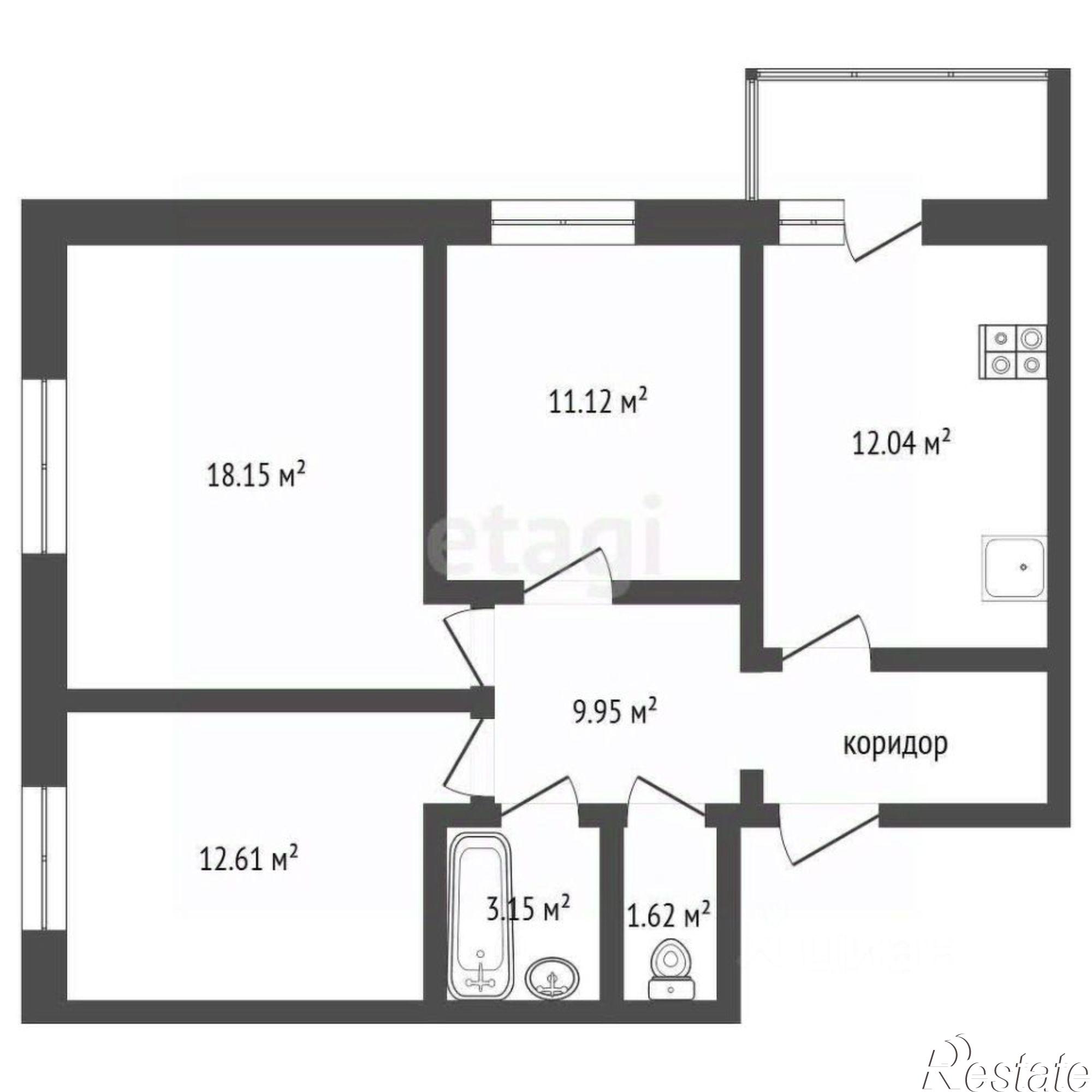 Купить квартиру за 5 800 000 рублей на Ленинградский проспект, 88/23