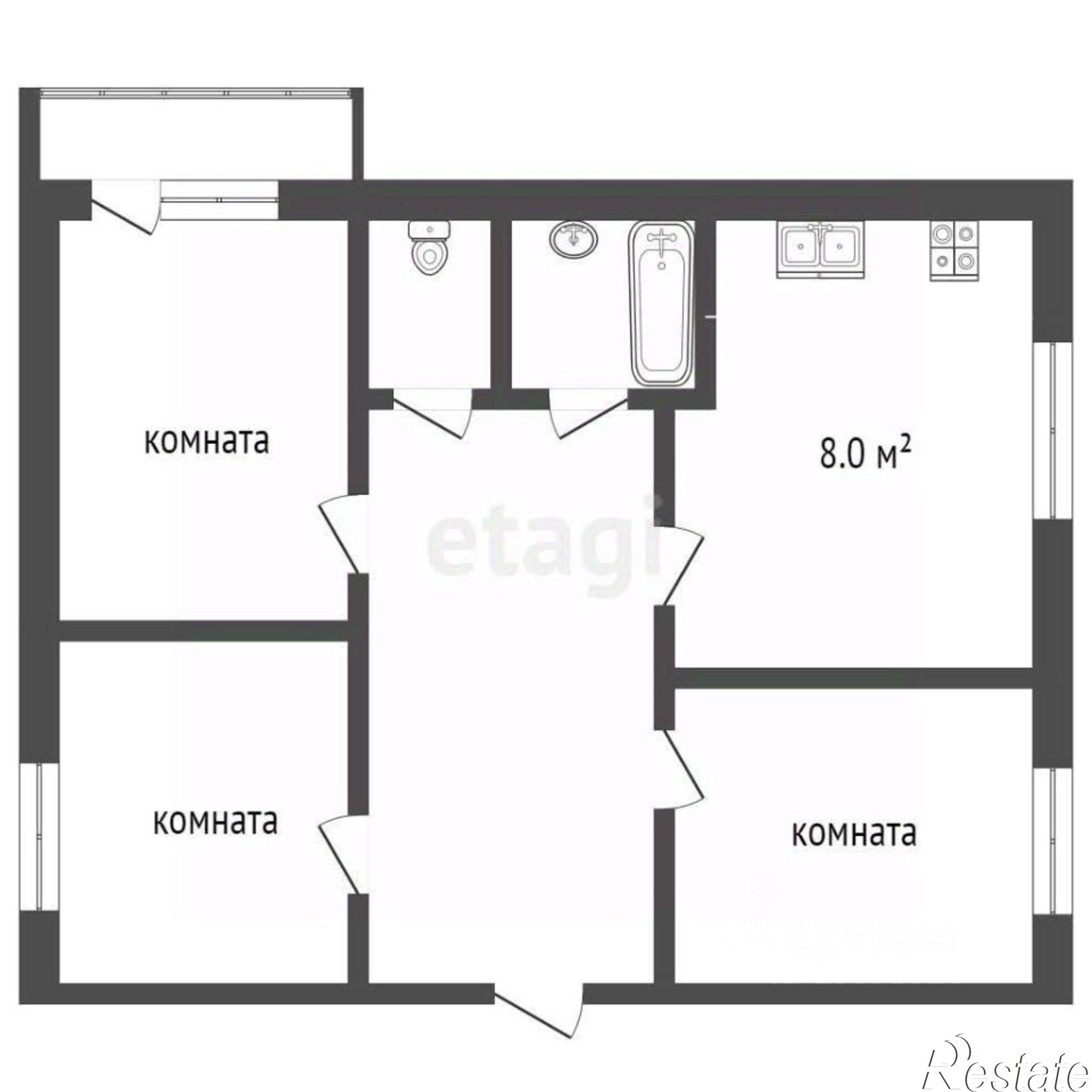 Купить квартиру за 4 260 000 рублей на улица Куропаткова, 14