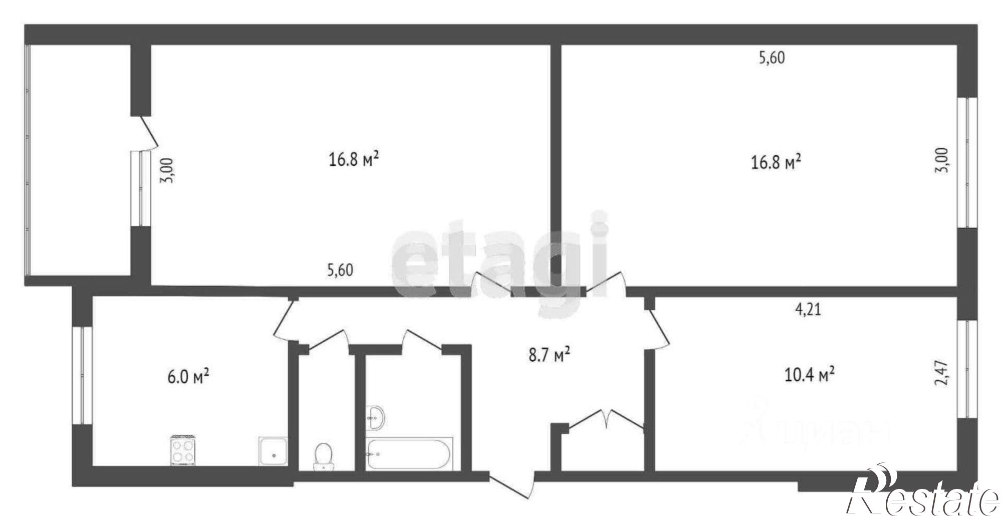 Купить квартиру за 3 580 000 рублей на Волгоградская улица, 43