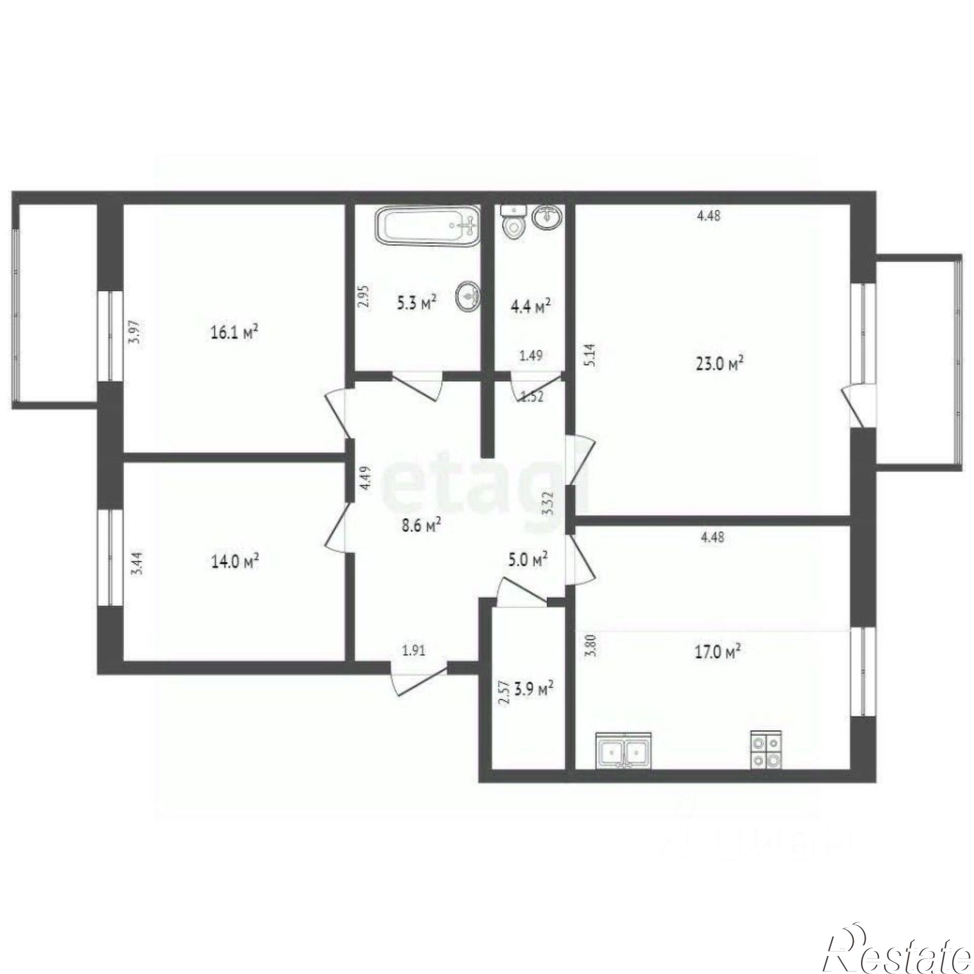 Купить квартиру за 14 400 000 рублей на улица Терешковой, 15/8