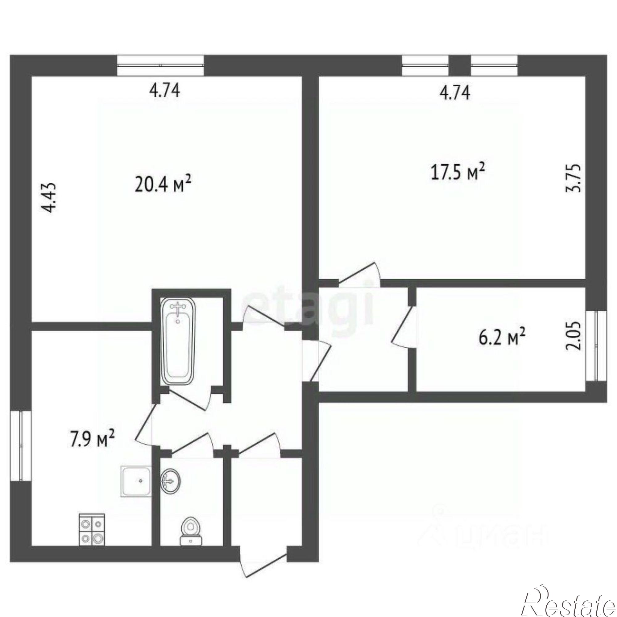 Купить квартиру за 3 999 000 рублей на улица Щепкина, 4