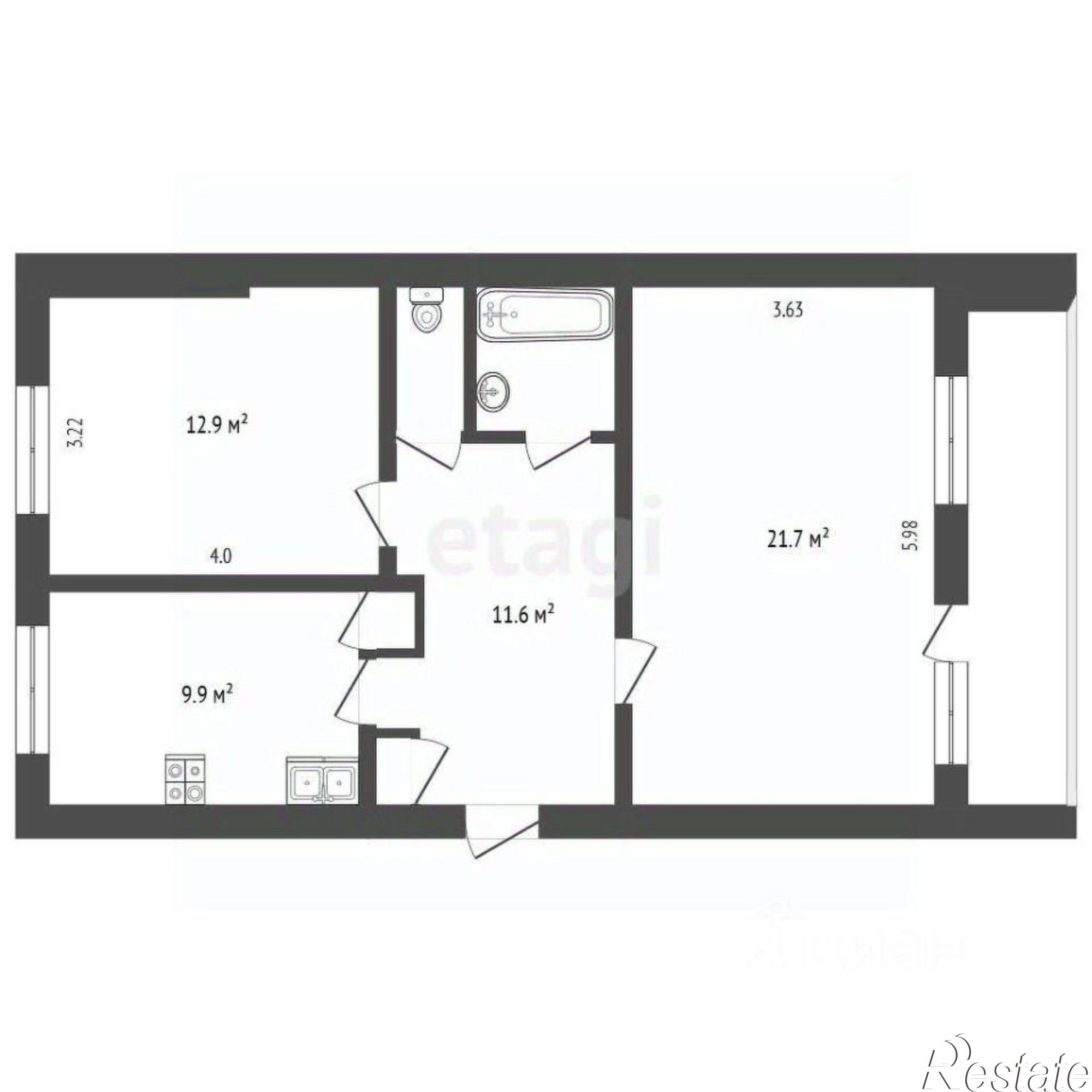 Купить квартиру за 12 950 000 рублей на улица Суркова, 6