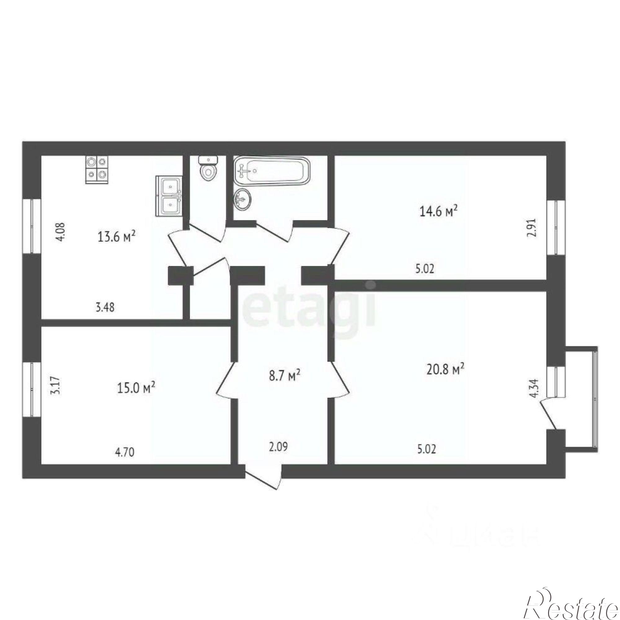 Купить квартиру за 4 100 000 рублей на Дружная улица, 26