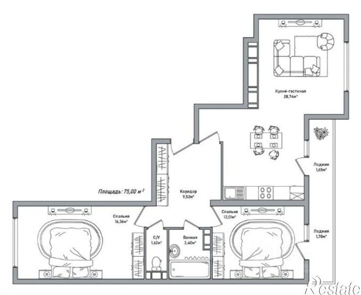 2-комн квартира Брагинская улица, 13,  д. 13