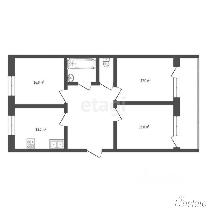 3-комн квартира улица Добрынина, 25,  д. 25