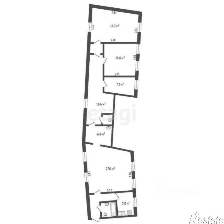 4-комн квартира площадь Челюскинцев, 17А,  д. 17А