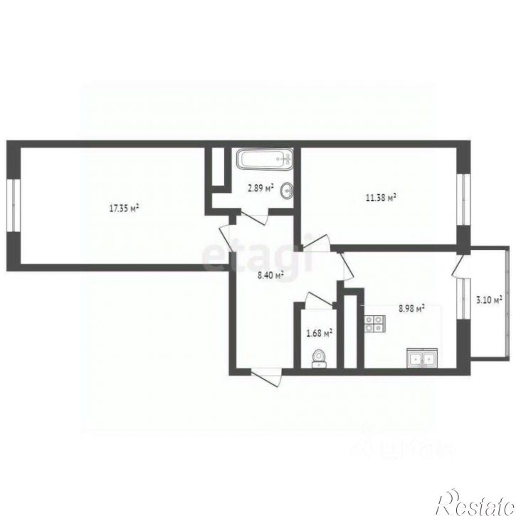 2-комн квартира Брагинская улица, 18 к1,  д. 18 к1