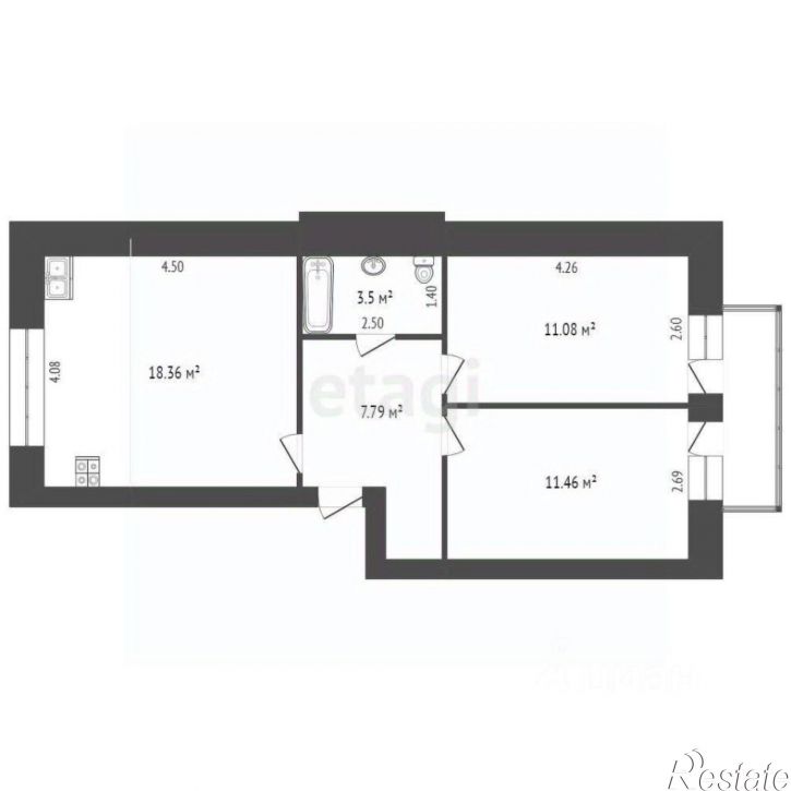 2-комн квартира Кирпичная улица, 1Л,  д. 1Л