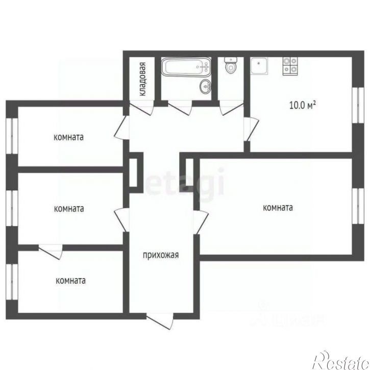 4-комн квартира улица Свободы, 54/38,  д. 54/38