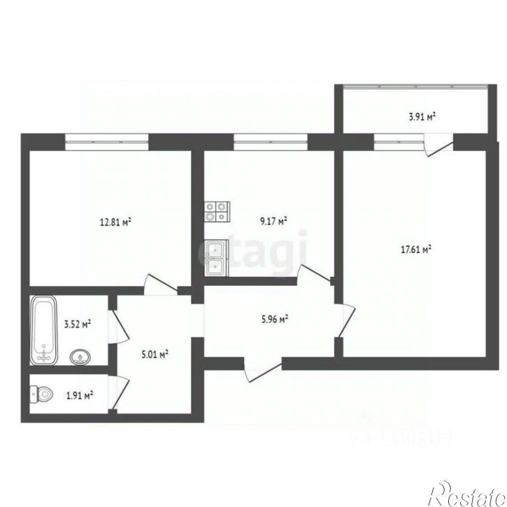 2-комн квартира Гагаринский переулок, 8,  д. 8