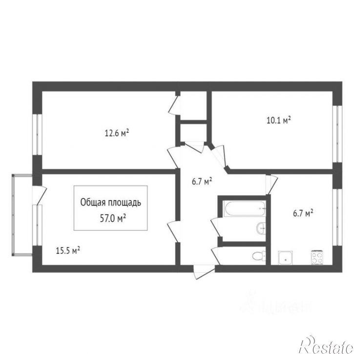 3-комн квартира улица Туманова, 14А,  д. 14А