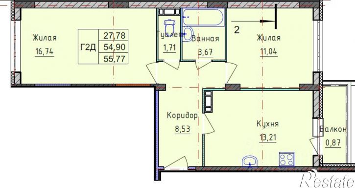 2-комн квартира Брагинская улица, 18 к3,  д. 18 к3