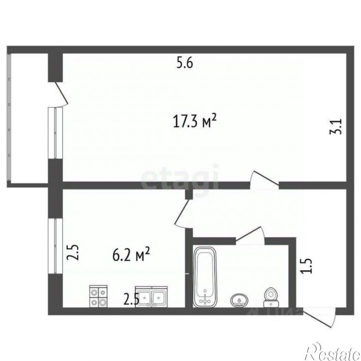 1-комн квартира улица Большие Полянки, 15,  д. 15