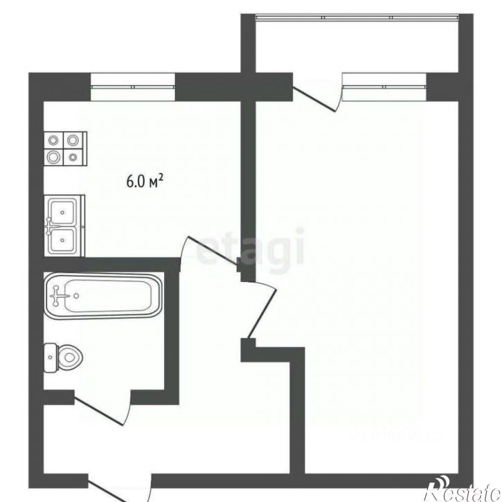 1-комн квартира улица Комарова, 4,  д. 4