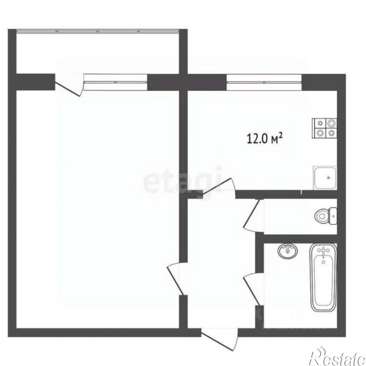 1-комн квартира улица Академика Колмогорова, 22,  д. 22