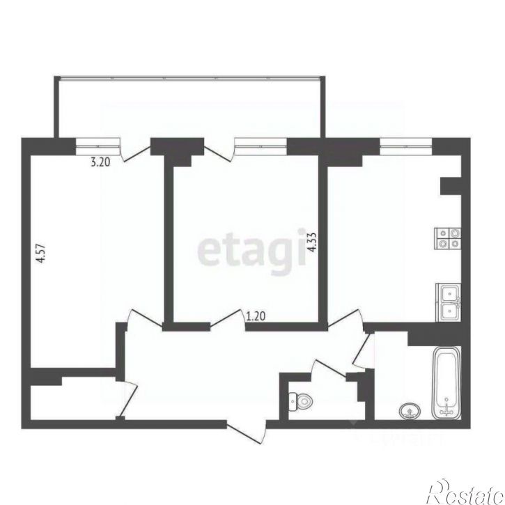 2-комн квартира улица Антипина, 14А,  д. 14А