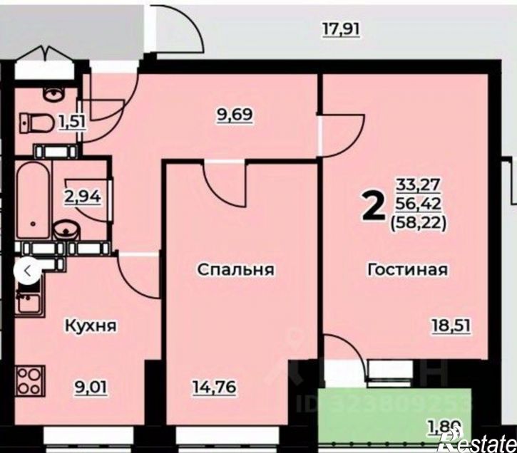 2-комн квартира ул Красноборская, 45/1,  д. 45/1