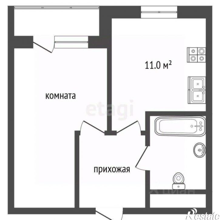 1-комн квартира ул Крылова, 4,  д. 4