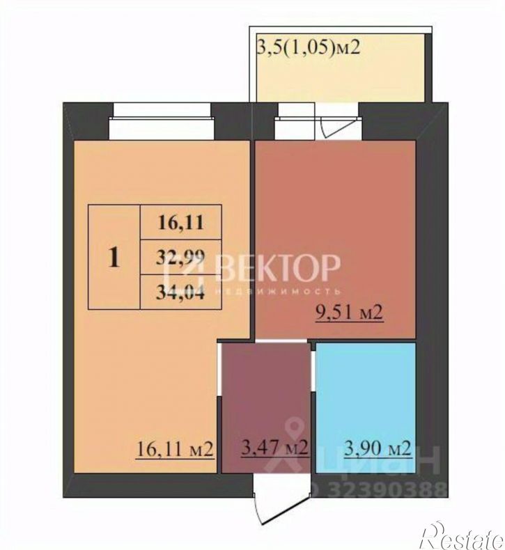 1-комн квартира Малая Норская улица, 3А,  д. 3А