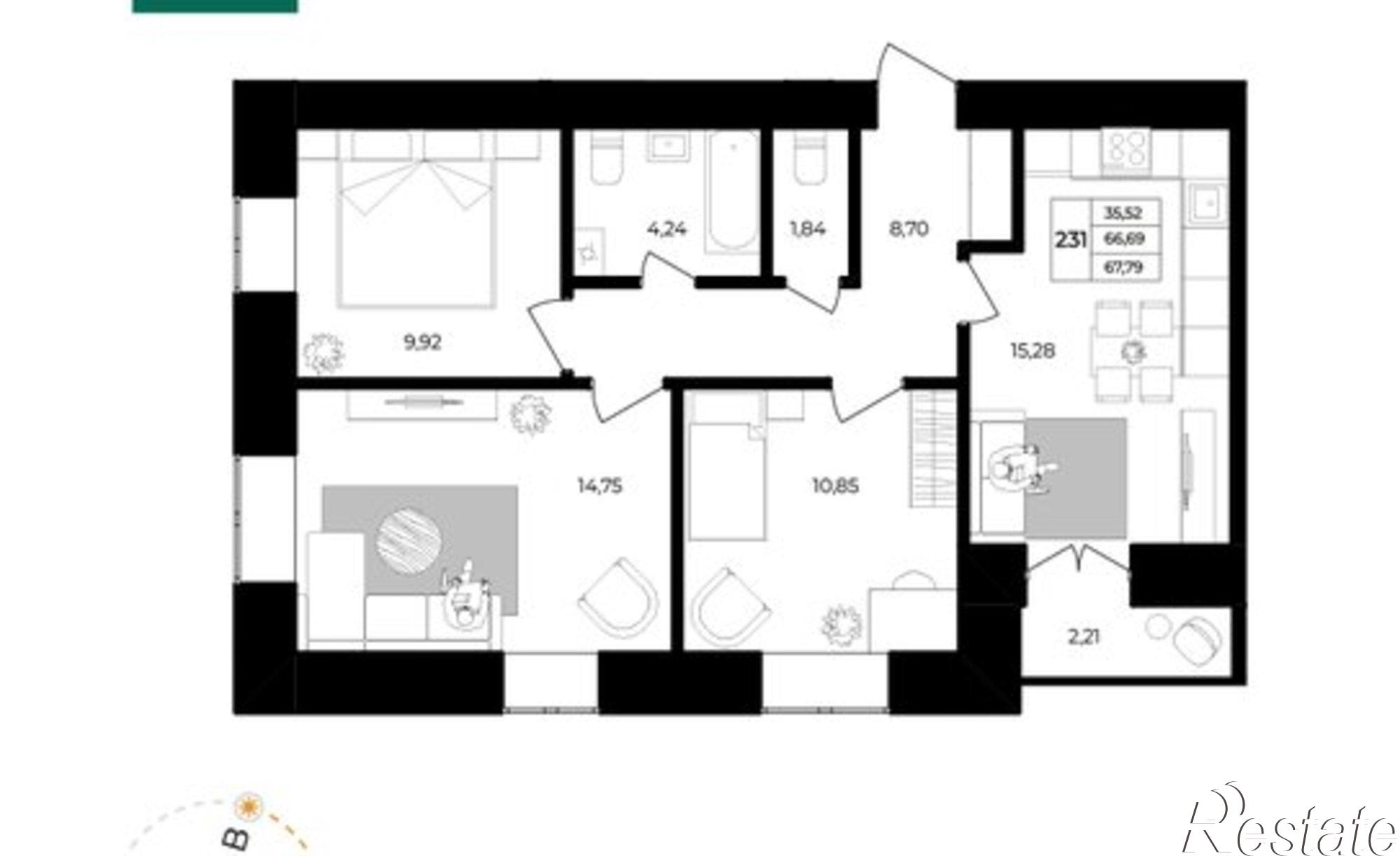 Купить квартиру за 7 382 180 рублей на Ленинградский проспект
