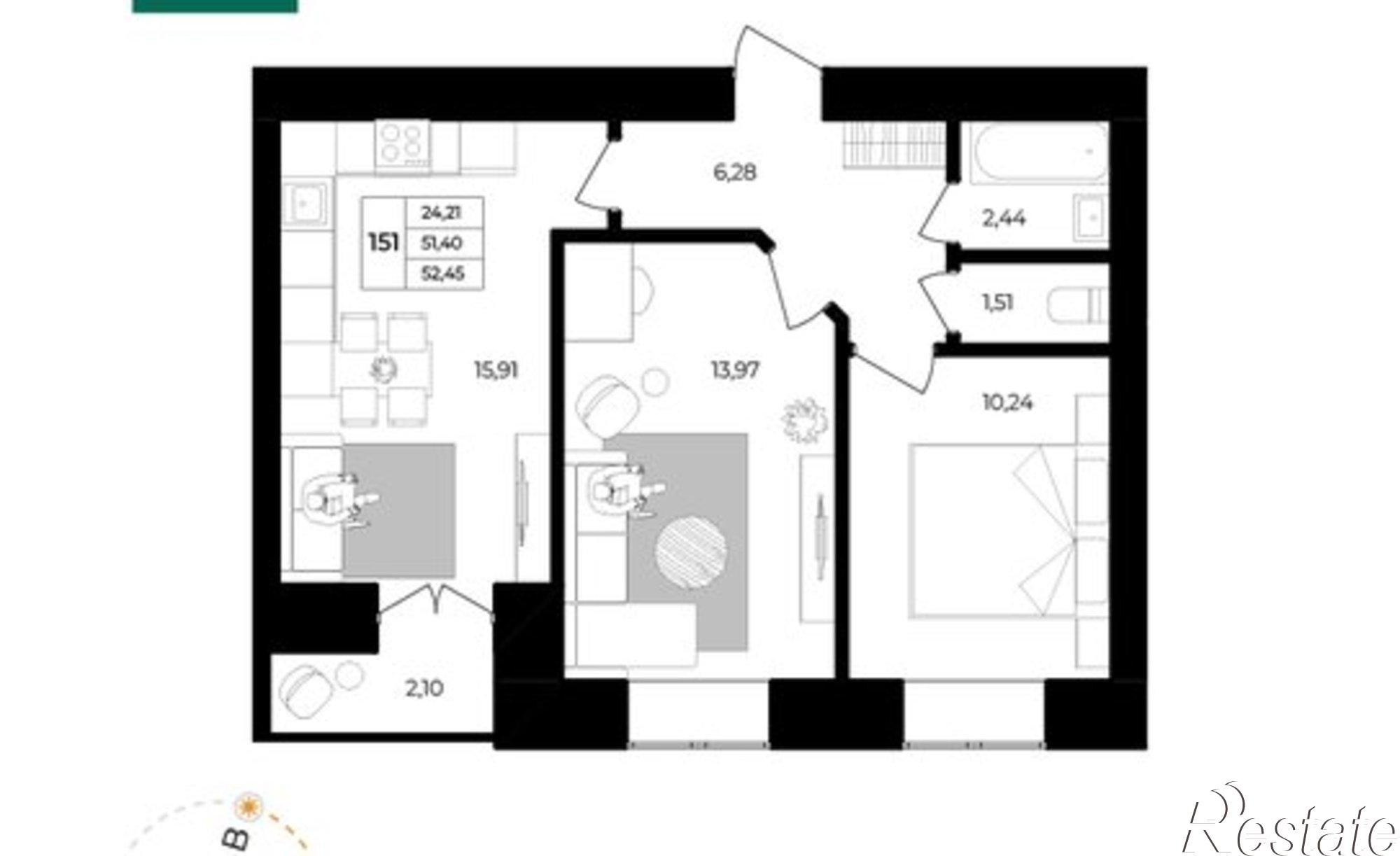 Купить квартиру за 5 216 590 рублей на Ленинградский проспект