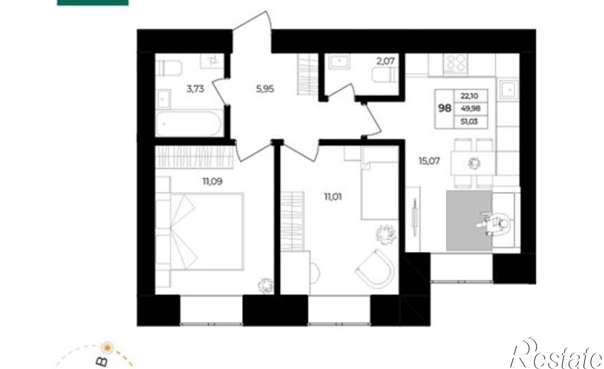 Купить квартиру за 5 513 790 рублей на Ленинградский проспект