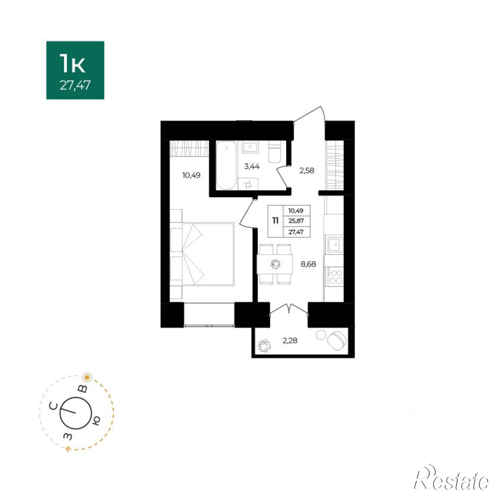 Купить квартиру за 2 625 800 рублей на улица Комкора Хрипина