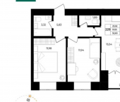 2-комн, 53 кв м, этаж 9/12 Ленинградский проспект