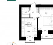 1-комн, 38 кв м, этаж 12/12 Ленинградский проспект