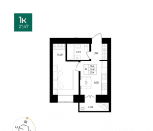 1-комн, 27 кв м, этаж 1/9 улица Комкора Хрипина