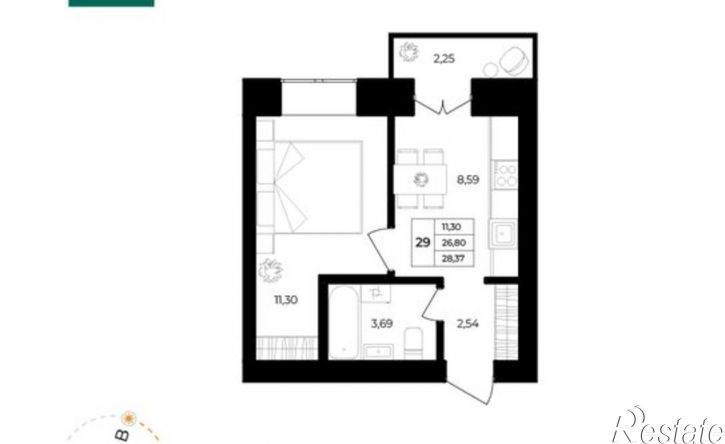 1-комн квартира в новом доме Ленинградский проспект