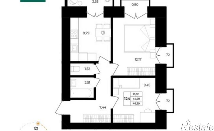 2-комн квартира в новом доме Ленинградский проспект
