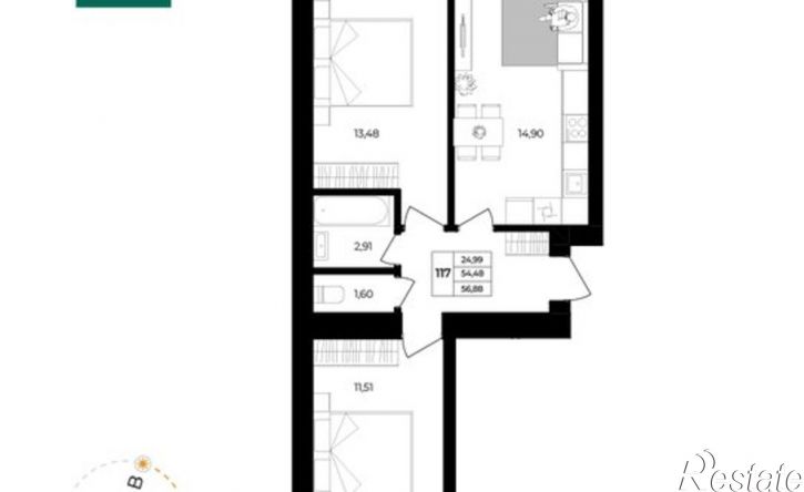 2-комн квартира в новом доме Ленинградский проспект