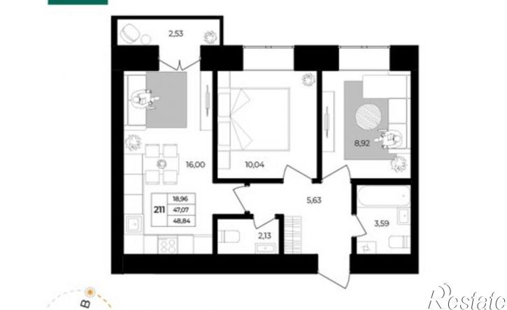 2-комн квартира в новом доме Ленинградский проспект