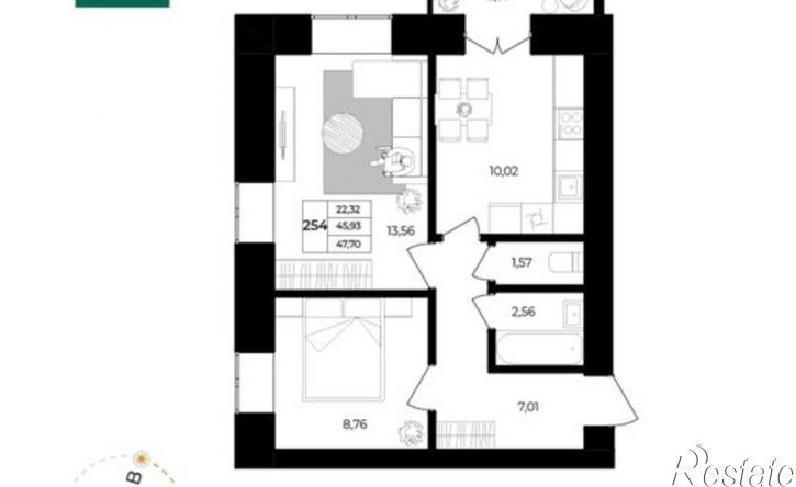 2-комн квартира в новом доме Ленинградский проспект